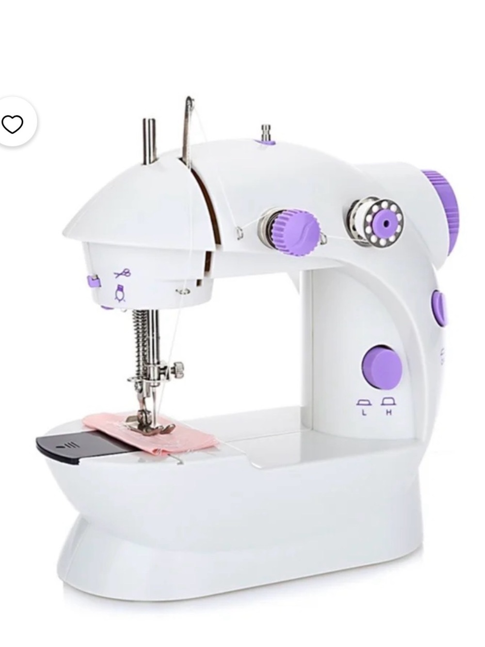 Compact White and Purple Sewing Machine